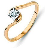 Золотое кольцо с бриллиантом, 1603006