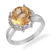 Женское золотое кольцо с бриллиантами и цитрином, 1667774