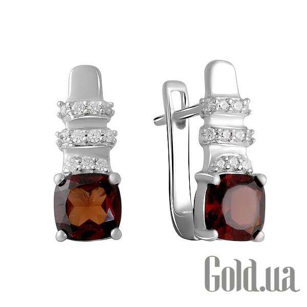 

Серьги Fresh Jewelry, Серебряные серьги с куб. циркониями и гранатами