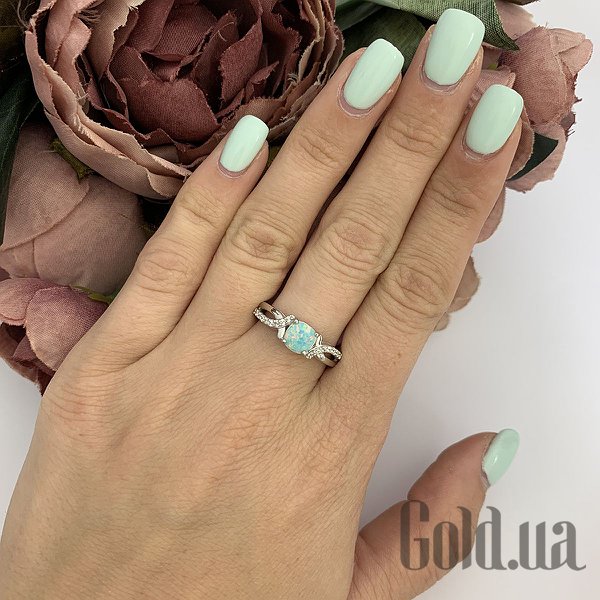 Каблучка Fresh Jewelry Жіноча срібна каблучка з куб. цирконіями і опалом, 17
