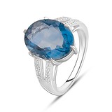 Женское серебряное кольцо с флюоритом и топазами