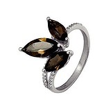 Женское серебряное кольцо с куб. циркониями и раух-топазами, 1524671