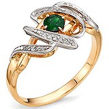 Женское золотое кольцо с бриллиантами и изумрудом, 1554879