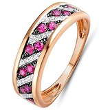 Женское золотое кольцо с бриллиантами и рубинами, 1603519