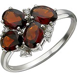Женское серебряное кольцо с куб. циркониями и гранатами, 1625791
