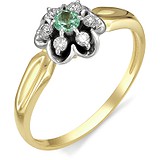 Женское золотое кольцо с бриллиантами и изумрудом, 1633471