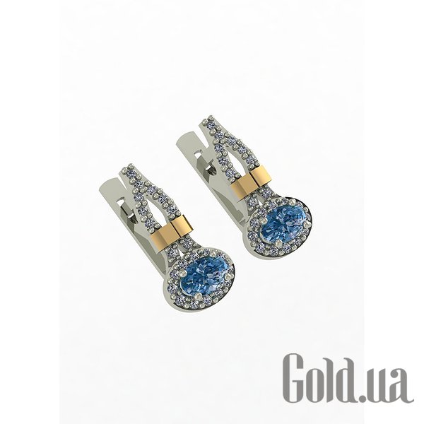 

Серьги SW, Серебряные серьги с куб. циркониями и вставками из золота