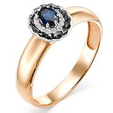 Женское золотое кольцо с сапфиром и бриллиантами, 1652671
