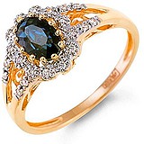 Женское золотое кольцо с бриллиантами и сапфиром, 1685439