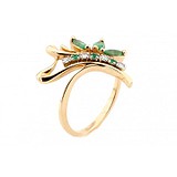 Женское золотое кольцо с изумрудами и бриллиантами, 1698239