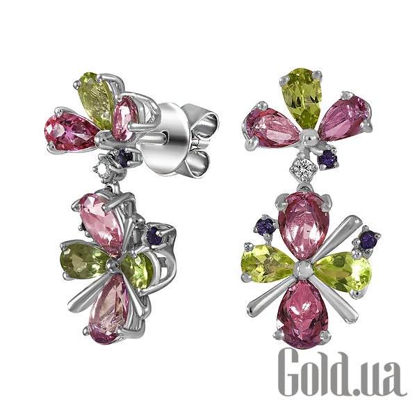 

Серьги Lurie Jewelry, Золотые серьги с бриллиантами и драгоценными камнями