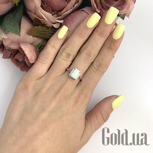 Каблучка Fresh Jewelry Жіноча срібна каблучка з куб. цирконіями і опалом, 17.5