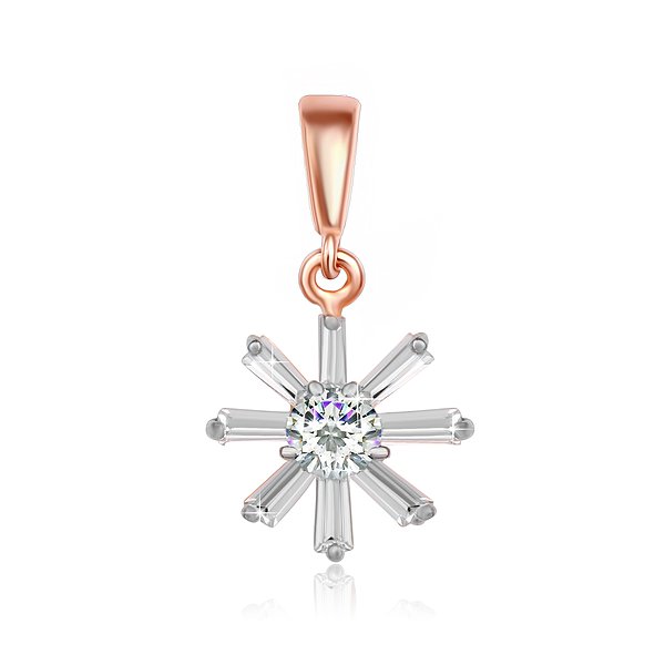 Серебряный кулон  с куб. циркониями в позолоте