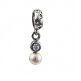 Срібна намистина з перлами і куб. цирконієм, 145856