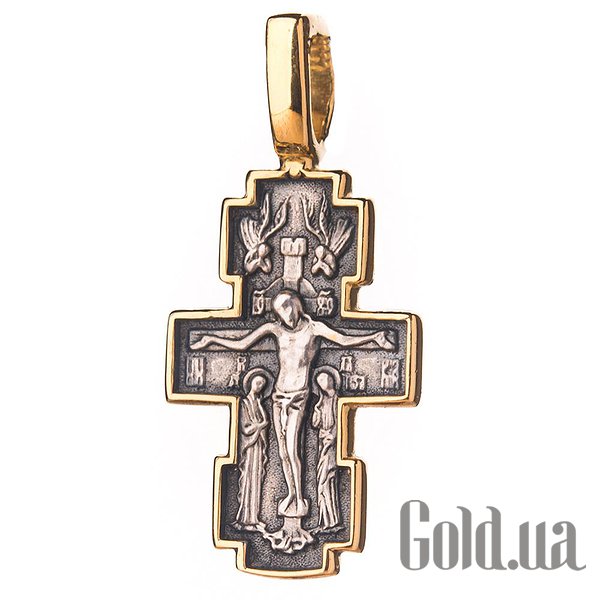 

Кулон-крестик Украина, Серебряный кулон "Распятие. Икона Божией Матери "Млекопитательница" в позолоте