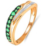 Женское золотое кольцо с бриллиантами и изумрудами, 1628608