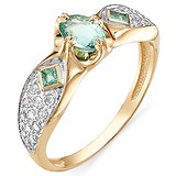 Женское золотое кольцо с бриллиантами и изумрудами, 1633472