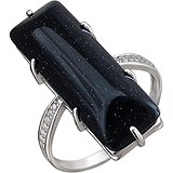 Женское серебряное кольцо с авантюрином и куб. циркониями, 1636288