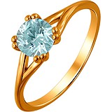 Женское серебряное кольцо с куб. цирконием в позолоте, 1666240