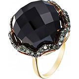 Женское золотое кольцо с бриллиантами и ониксом, 1669824