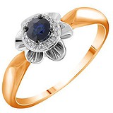 Женское золотое кольцо с бриллиантами и сапфиром, 1700800