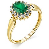 Женское золотое кольцо с агатом и бриллиантами, 1701056