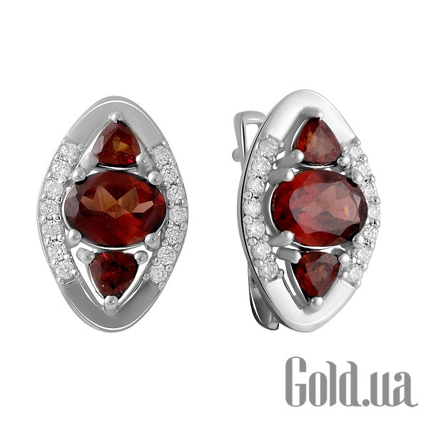 

Серьги Fresh Jewelry, Серебряные серьги с куб. циркониями и гранатами