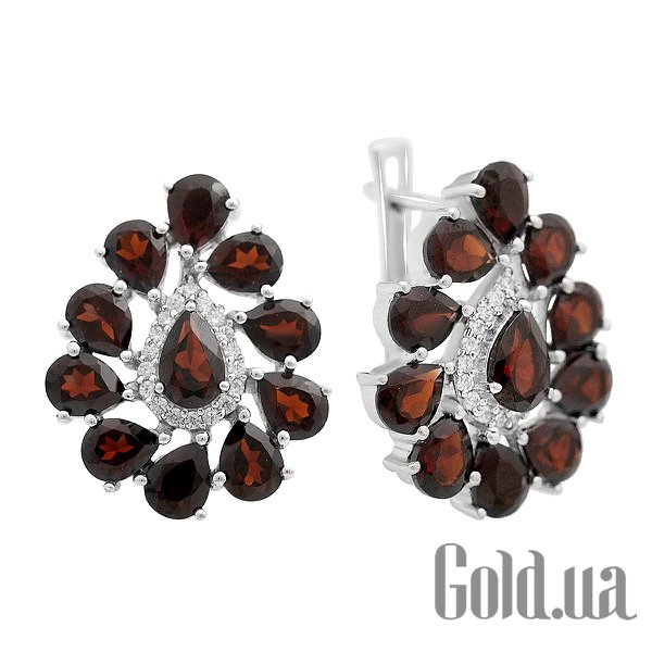 

Серьги Fresh Jewelry, Серебряные серьги с куб. циркониями и гранатами