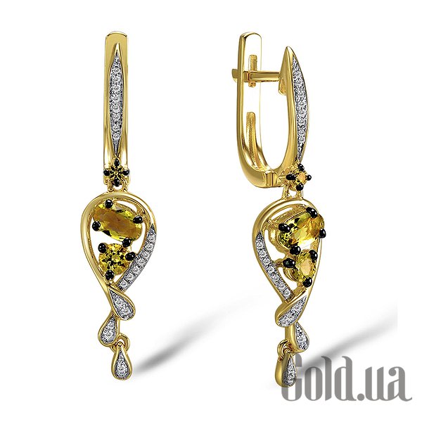 

Серьги с подвесками Lurie Jewelry, Золотые серьги с бриллиантами и перидотами