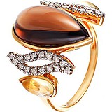 Женское золотое кольцо с бриллиантами и куб. циркониями, 1609921