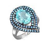 Женское серебряное кольцо с кристаллами Swarovski и топазом, 1616833