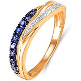 Женское золотое кольцо с бриллиантами и сапфирами, 1628609