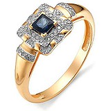 Женское золотое кольцо с бриллиантами и сапфиром, 1633473