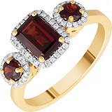 Женское золотое кольцо с бриллиантами и гранатами, 1669825