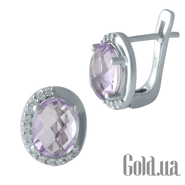 

Серьги Fresh Jewelry, Серебряные серьги с аметистами и куб. циркониями