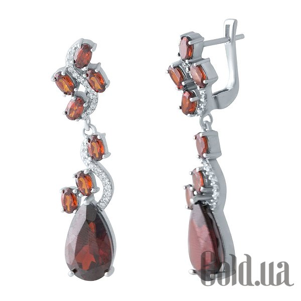 

Серьги с подвесками Fresh Jewelry, Серебряные серьги с гранатами и куб. циркониями