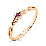 Женское золотое кольцо с бриллиантами и рубином, 1513666