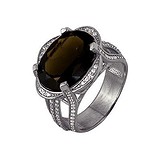 Женское серебряное кольцо с куб. циркониями и раух-топазом, 1524674