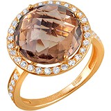 Женское золотое кольцо с куб. циркониями и кварцем, 1654210