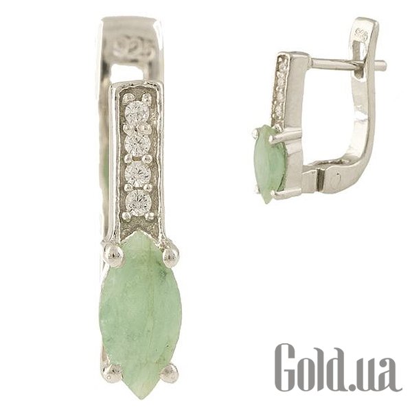 

Серьги Fresh Jewelry, Серебряные серьги с изумрудами и куб. циркониями