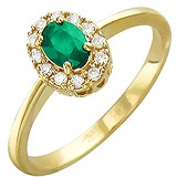 Женское золотое кольцо с изумрудом и бриллиантами, 1701314