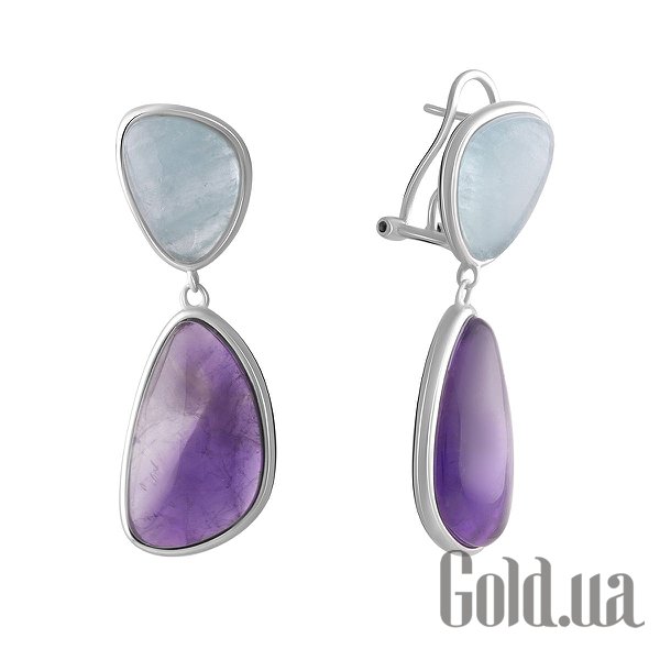 

Серьги с подвесками Fresh Jewelry, Серебряные серьги с аметистами и аквамаринами