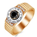 Купить недорого Мужское золотое кольцо с синт. сапфиром и куб. циркониями (3400002383861) по цене 14915 грн. в Украине в магазине Gold.ua