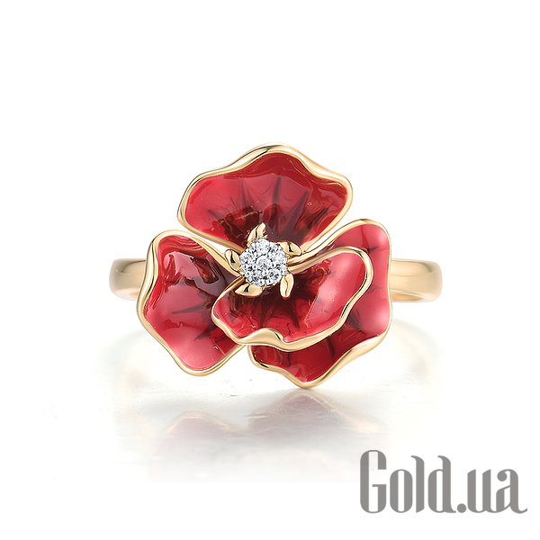 Каблучка Lurie Jewelry Жіноча золота каблучка з діамантами та емаллю, 17