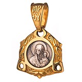 Срібний кулон "Казанська Божа Матір" в позолоті, 1500611