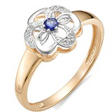 Женское золотое кольцо с бриллиантами и сапфиром, 1555907