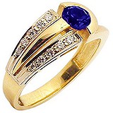 Женское золотое кольцо с бриллиантами и сапфиром, 1605315