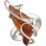 Женское серебряное кольцо с янтарем, 1615811