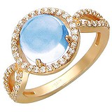 Женское золотое кольцо с куб. циркониями и топазом, 1654211