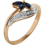 Женское золотое кольцо с сапфирами и бриллиантами, 1673155